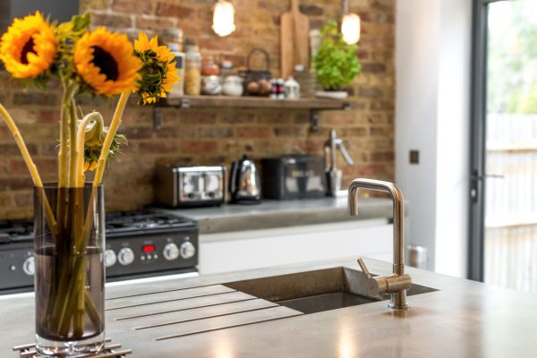 concrete island with sink area
