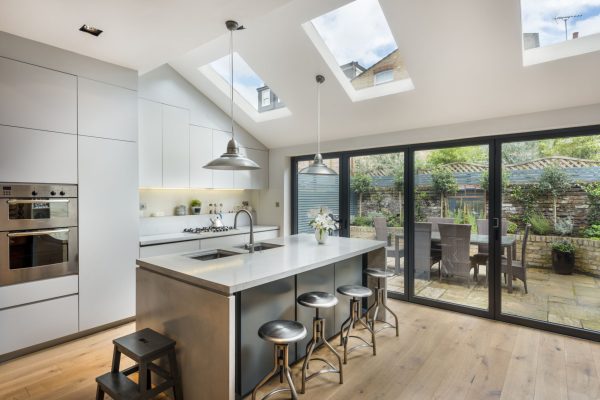Polished concrete worktops in light grey - London