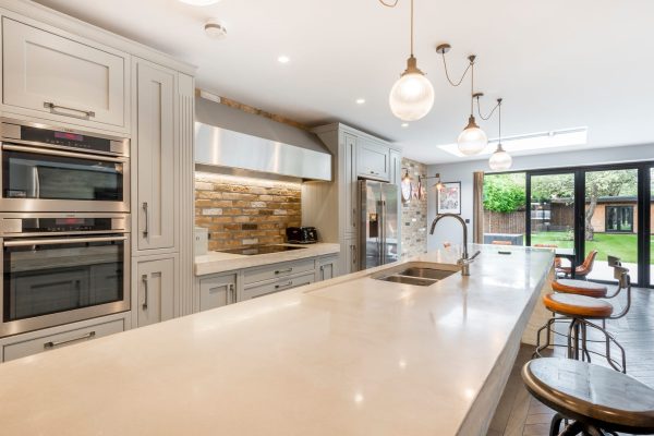 Polished finish on board-formed concrete
