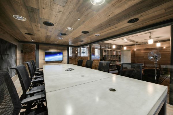 Concrete boardroom table in contemporary London design studio